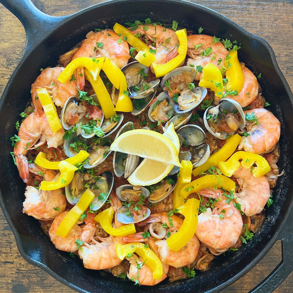 Paella style seafood rice recipe