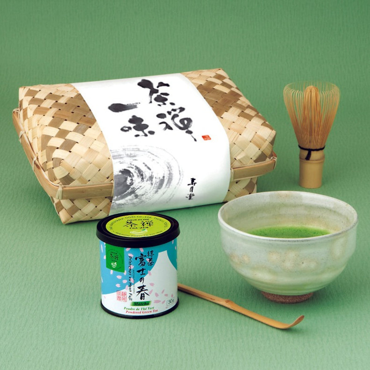 Matcha Starter Kit-茶禅一味 抹茶事始めセット - in Bamboo box 竹籠入