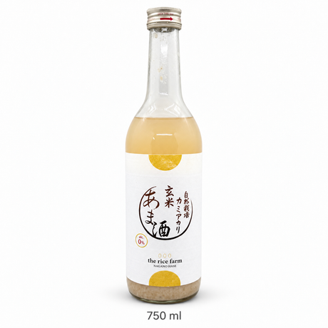 Kamiakari brown rice amazake, 750 ml bottle on a white background.
