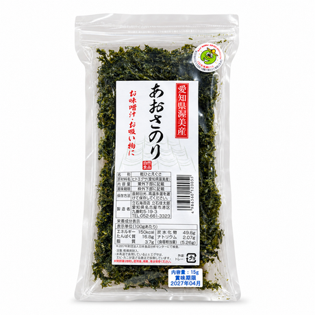 Tateishi Aosa Nori 15g from Atsumi, Aichi, Japan, in a clear resealable package.